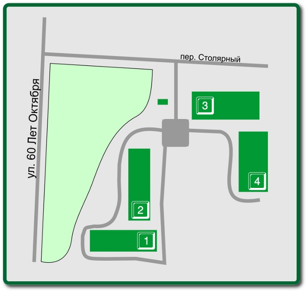 Схема корпусов ГБ №1 Миасс